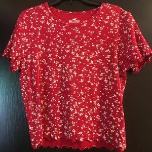 Red floral hollister tee